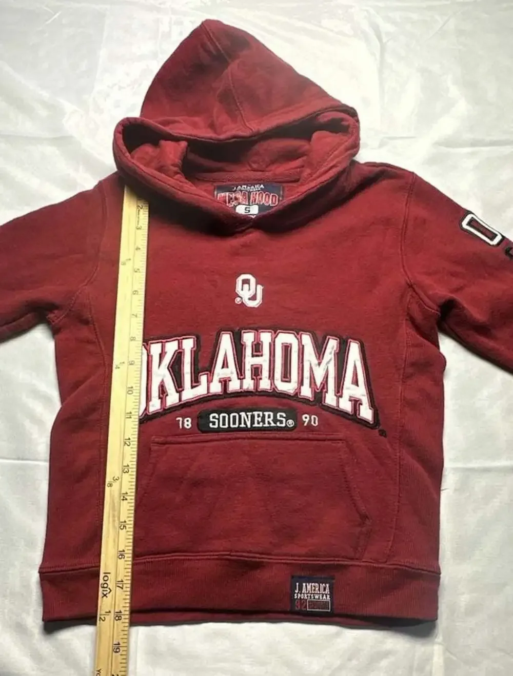 J America OK Sooners Youth S Hoodie Red Pullover Sweatshirt NCAA OU Football